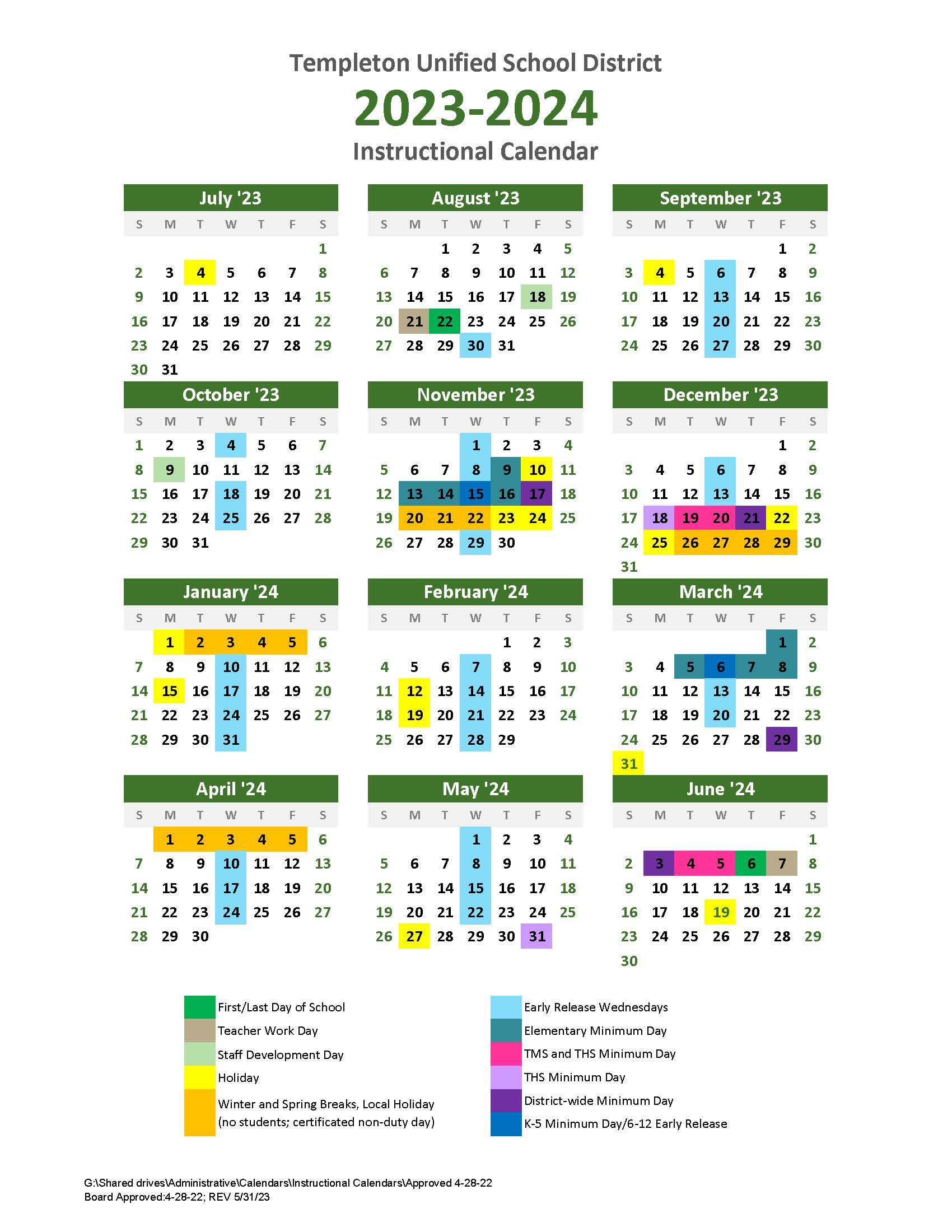 23-24 TUSD Instructional Calendar